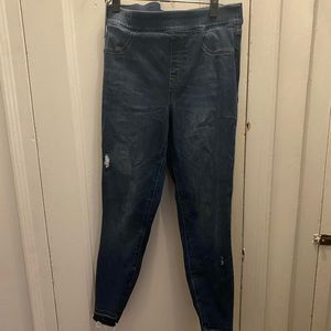 Spanx distressed denim leggings